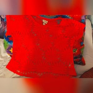 Girls Cherokee hot pink lace over t-shirt size XL